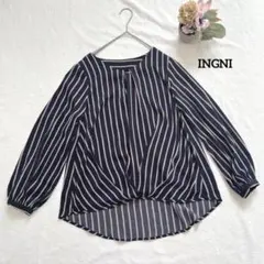 イング INGNI 長袖ブラウス M ネイビー ストライプ