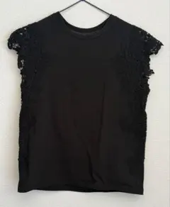 URBAN RESEARCH ROSSO レース袖 黒 カットソー 半袖のサムネイル