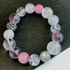 一点物 MIXベリル12mm天然石ブレス｜アクアマリン・モルガナイト 癒し