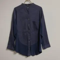 ✨綿100％✨ Another Edition シャツ 長袖 ネイビー 丸首