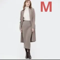 ユニクロ　スフレヤーン　リブロングスカート　ベージュ　M