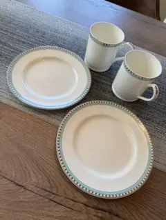 美品　ティファニー　プラチナブルーバンド　プレート&カップ2セット