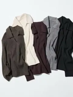 ウォッシャブルニットリブポロセーター　ブラック　Sサイズ