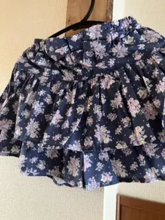 花柄フリルスカート ネイビー