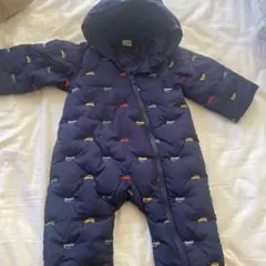 petit main 車刺繍 フード付きジャンプスーツ 80