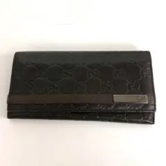 GUCCI グッチ シマレザー 長財布 GG柄 ブラック 二つ折り
