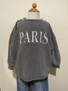 PARISプリント トレーナー 100cm グレー