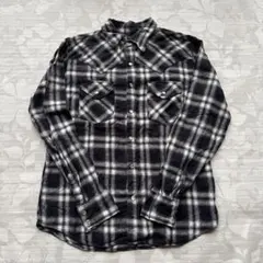 OVAL DICE フランネル ウエスタン チェックシャツ M 黒白 綿100%