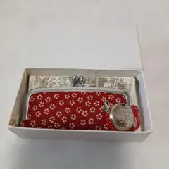 印傳屋　桜柄　印鑑ケース レッド系