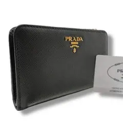 極美品 PRADA 6 サフィアーノ 二つ折財布 Lジップ コンパクトウォレット
