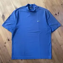 古着 NIKE GOLF S/Sモックネックシャツ ブルー L