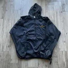 企業ロゴ　ナイロン　アノラックパーカー　ドローコード ネイビー　XL