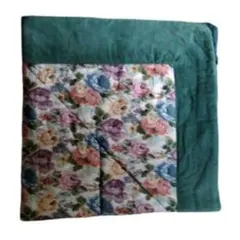 花柄ジャガード　コタツ掛け布団　モスグリーン 花柄