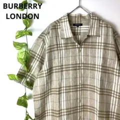 極美品✨リネン100%!✨2XL相当‼︎ バーバリー 半袖シャツ ノバチェック