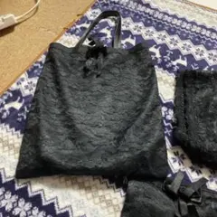 黒レース　バック　ポーチ　風呂敷⁇