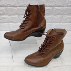 【リゲッタ】日本製 ブーツ サイドジップ ウェッジソール ブラウン 24.0