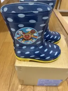 アンパンマン 長靴 ネイビー 水玉模様