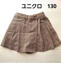 130 ユニクロ　チェック柄 プリーツ ショートパンツ