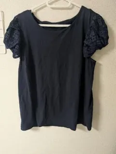 ネイビー レース袖 Tシャツ
