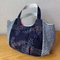 大島紬　絞り　花柄　トートバッグ　ハンドメイド