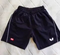 ★Butterfly★ JTTAマーク付き卓球用ショートパンツ 黒M