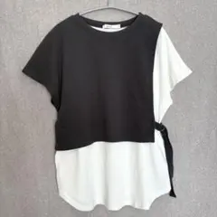 美品✦niko and...ジレTシャツ ゆったりL グレー×白 ベルト調節◎のサムネイル