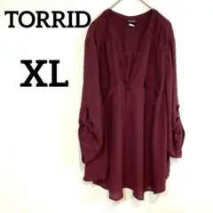 TORRID バーガンディ 長袖シャツ 3 ブラウス