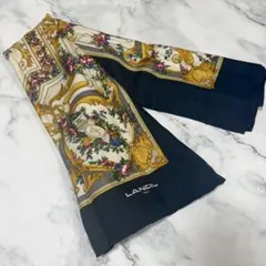 LANCEL 大判 スカーフ シルク100% 85×85 ブラック ランセル