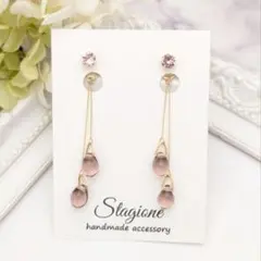 ▷744 スワロフスキー×チェコガラス ピアス ハンドメイド　Lt.アメジスト