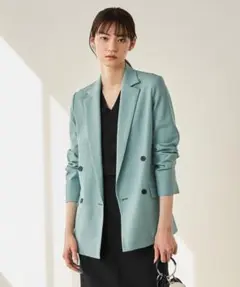 美品　ICB　【洗える】 LooseWeave ダブルジャケット　ジェイド系