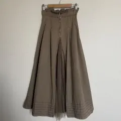 チャオパニック フロントジップチュール フレアスカート ロング丈ベージュ