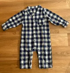 チェック柄ロンパース 74cm〜80cm（9〜12M）