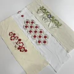 豪華！！　ちりめん地　刺繍　半衿３点セット　着物スキ倶楽部　７２４