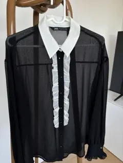 ZBA シースルーフリルシャツ