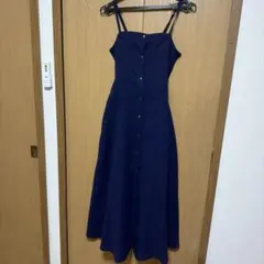 ネイビー ボタン付きキャミワンピース