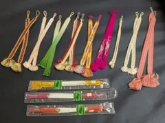 美品 正絹 羽織紐 タッセル付き飾り紐 12セット アンティーク 新品