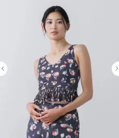 【SUKALA】ローズプリントブラトップ　ブラックS