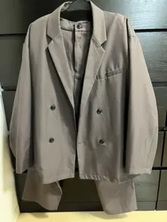 グレー ダブルブレスト テーラードジャケット　セットアップ