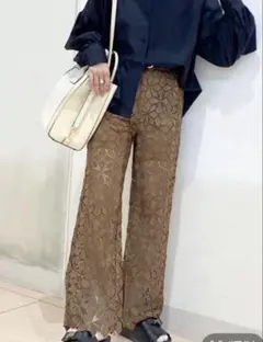 JEANASIS スカラップソウレースパンツ ブラウンのサムネイル