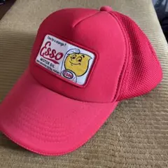 希少ワッペン ESSO エッソ メッシュキャップ 赤 90s