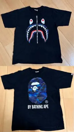A BATHING APE カモフラージュ・シャーク柄 Tシャツ 2点
