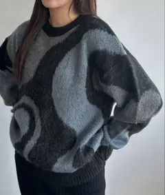 【apres jour mignon 】長袖ニットセーター グレー ブラック