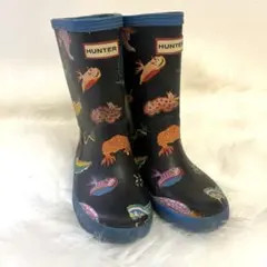 HUNTER レインブーツ キッズ ブラック ウミウシ柄のサムネイル