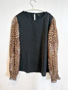 SHEIN 黒・ヒョウ柄 長袖トップス EU 36