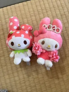 2点セットマイメロディ ふわわ イチゴぬいぐるみ　マスコット　マイメロ
