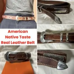 【Vintage／送料込・即購入可】アメリカンネイティブテイスト　茶　本革ベルト