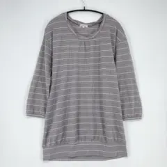 3can4on サンカンシオン ストライプ長袖チュニック グレー