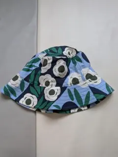新品◆ブルー系花柄UVカットバケットハットユニクロマリメッコ