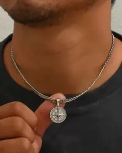 メンズ ネックレス コイン 韓国 アクセ シルバー 秋冬 アクセント シンプル