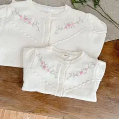 新品　春秋　アイボリー　刺繍　カーディガン　ファミリア　組曲　べべ　好き